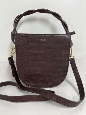 Pixie Mood Brown Vegan Leather Bag, 8"x8"